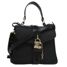 Chloe Small Day Abbey Hand Bag Leather 2way Black Auth yk16365AV