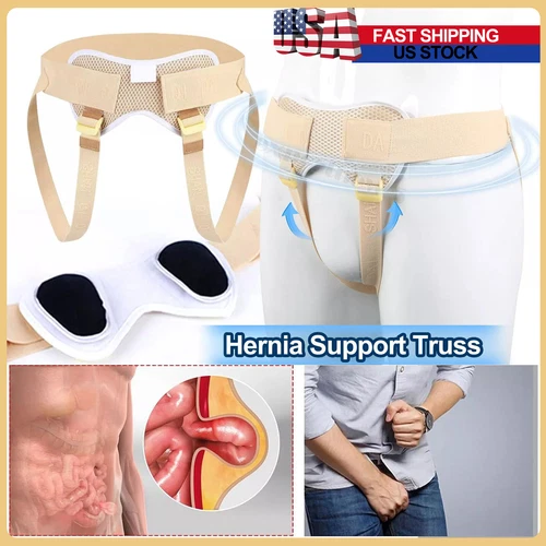 Hernia Belt for Men Brace with Double Compression Truss 4 Pads inguinal Support - Picture 1 of 14