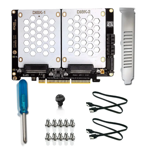 Dual U.2 to PCIe 4.0 X8 Adapter PCIE Split Card PCIE to 2x 2.5" SATA SSD Adapter - Picture 9 of 9