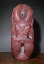 5.8" Rare Old Chinese Hongshan Culture Crystal Carved Fengshui Sun God Statue