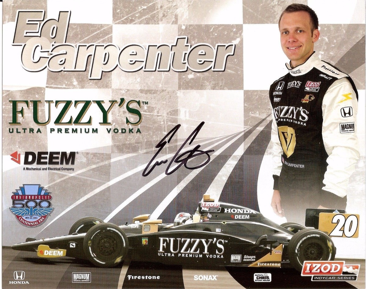 2010 ED CARPENTER signed FUZZY'S VODKA INDIANAPOLIS 500 PHOTO CARD