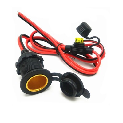 Unique Bargains DC 12V Car Motorcycle Cigarette Lighter Socket Plug with Wire and Cover
