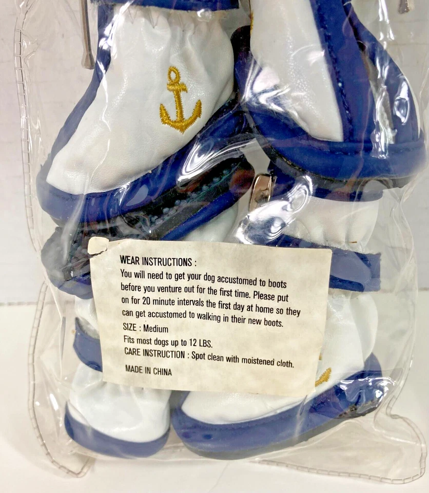Juego de 4 botines para perros con tema náutico azul y blanco de hasta 12 libras Foto 4 de 4