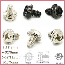 6/32 Computer Pc Case Motherboard Mounting Hard Drive Screw Black Silver UNC