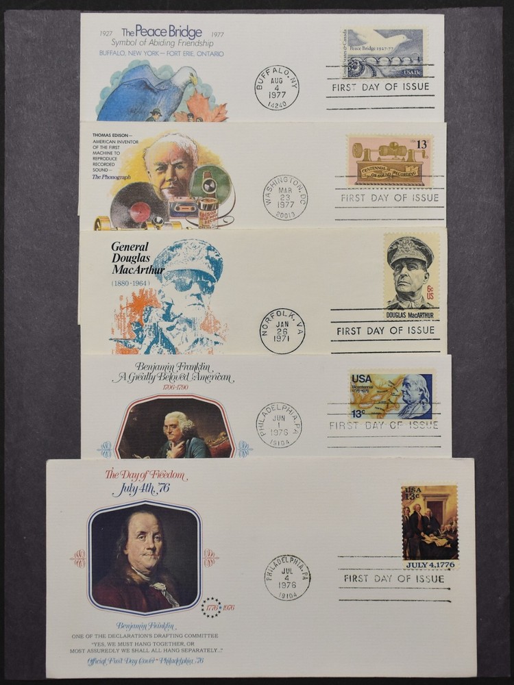 *U.S. FDC Lot · Qty of 5 · 1971-77 · Various Themes, Denominations & Conditions*