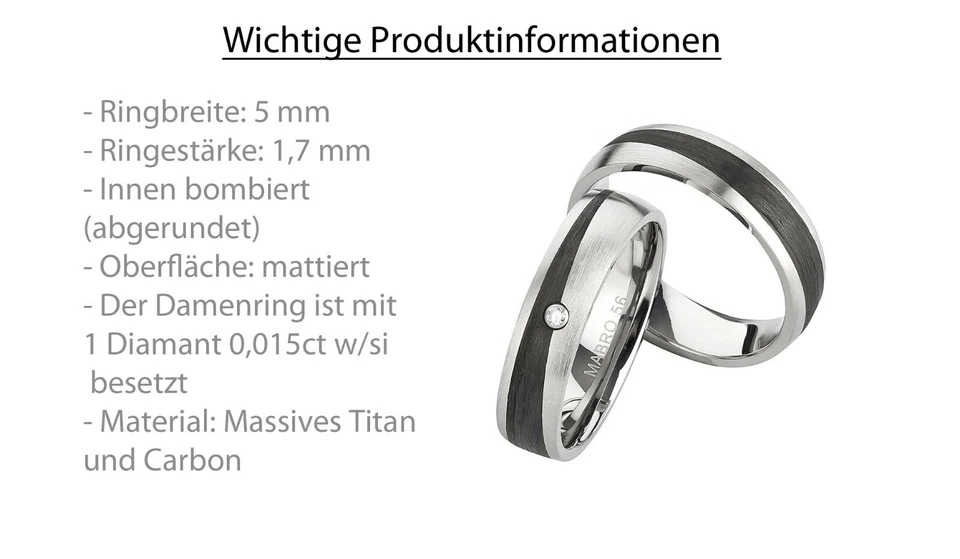 Trauringe Eheringe Verlobungsringe Carbon Titanringe Diamantring Gravur Ringe - Bild 3 von 4