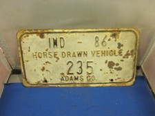 Vintage Indiana License Plate 235 1986 Horse Drawn Vehicle Adams Co