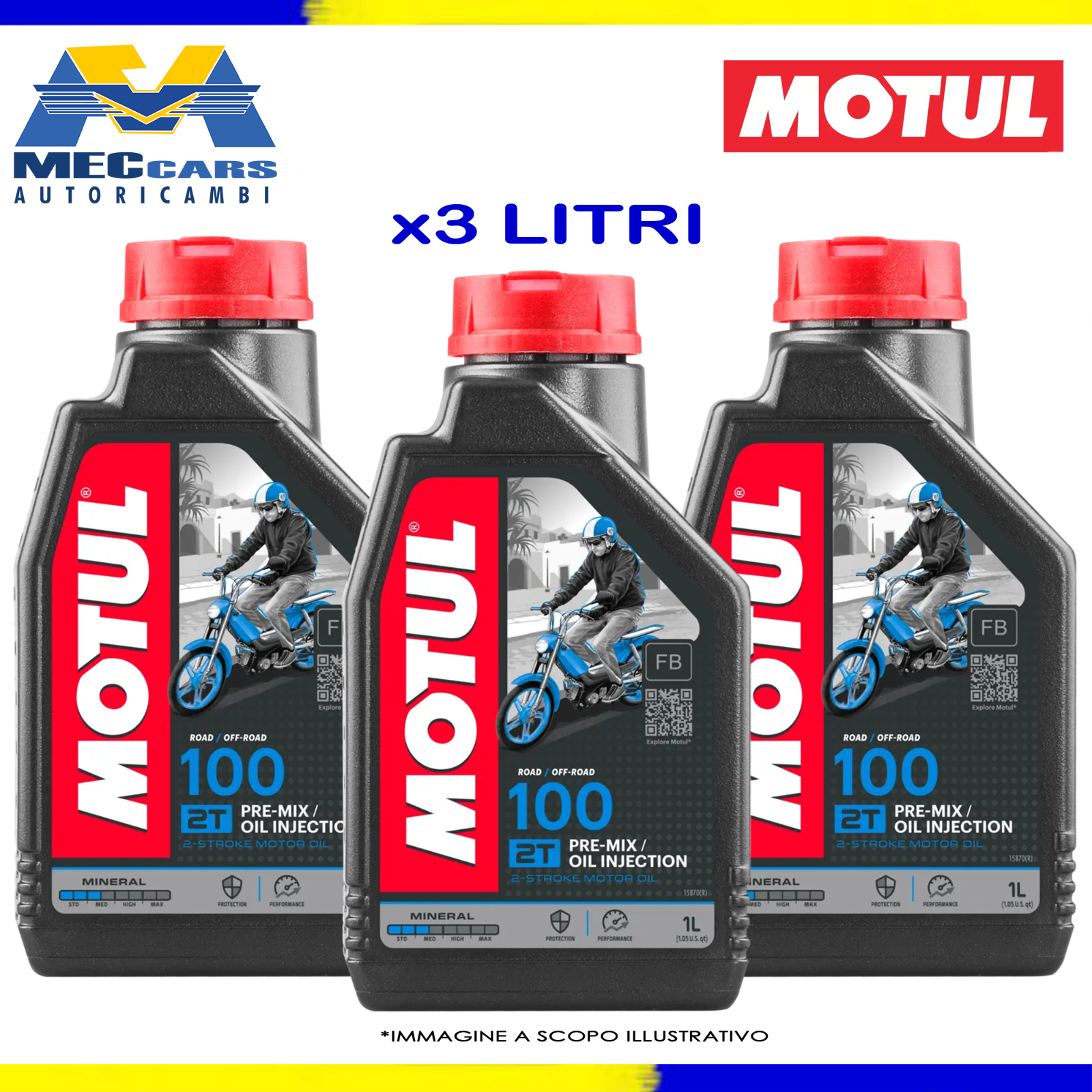 3 LT MOTUL 100 2T API TC OLIO PER MISCELA SCOOTER MOTO INIEZIONE PREMISCELATI
