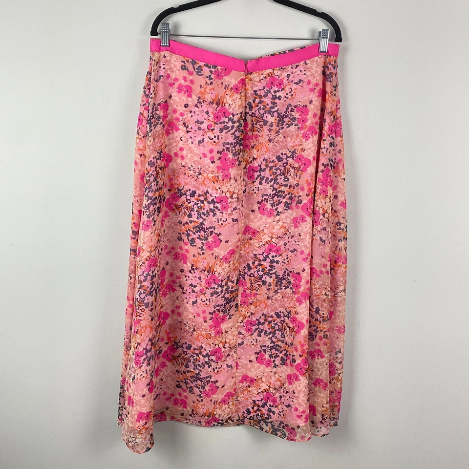 Falda Larga Alta Sally Rosa Floral Midi Talla 10 Cremallera Trasera Foto 4 de 4