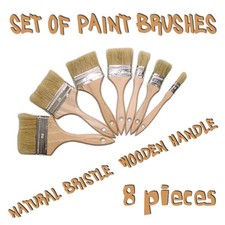 8 x Paint Brushes Natural Bristle for Painters Builders In / Out Side Painting