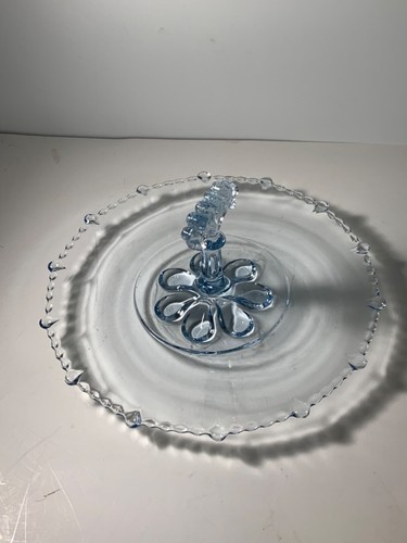 Vintage Paden City Ice Blue Depression Glass Gazebo Center Tidbit Tray 11 in. - Picture 13 of 13