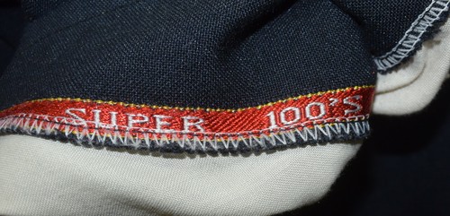 44R Custom Made 2-Piece Suit - Men 42 Navy Super 100s Wool 36x31 - Picture 5 of 8