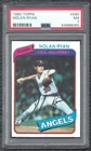 1980 Topps Nolan Ryan Vintage Baseball Card #580 California Angels HOF PSA 7 NM