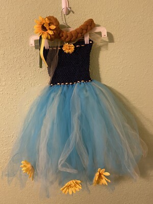 Disney Anna Frozen Fever Tutu Costume Child Fairy 3T Dress W/ Yarn  Hairpiece