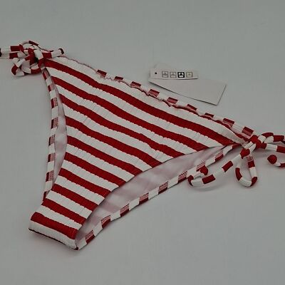 Roxy Bikini Bottom Juniors Large Hello July Tie Side Moderate Stripe Red White L