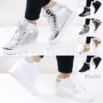 ladies wedge trainer boots