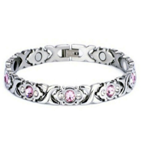 Titanium Stainless Steel Magnetic Bracelet Women's Bracelets with Rhinestone - Picture 7 of 8