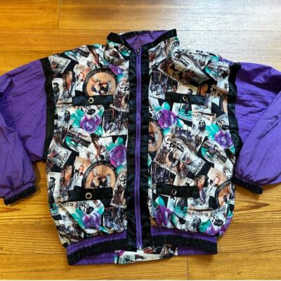 Olympic Exposure vintage unique purple floral Annie Oakley nylon jacket SIZE L
