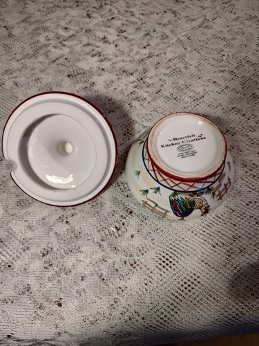 VINTAGE HEARTFELT KITCHEN CREATIONS ROOSTER SUGAR BOWL W/LID AND CREAMER 3 PC - 第 10/11 張圖片
