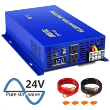 3000 Watts Pure Sine Wave Inverter 24V DC to AC 110v 120v Peak 6000W 60hz 