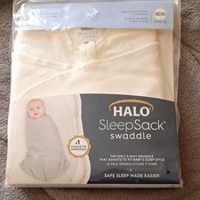 HALO SleepSack Swaddle TOG 1.5 Cotton White Unisex Birth to 3 Months