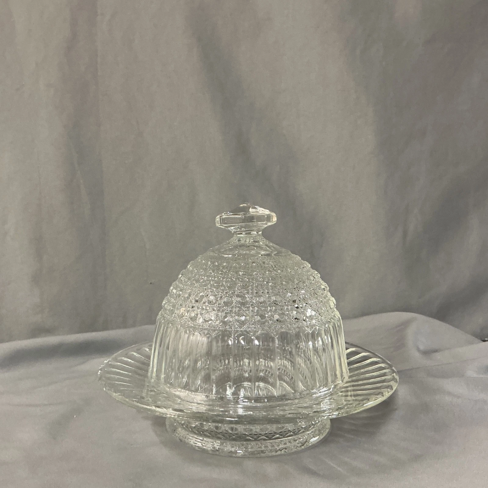 Huckabee Clear by Imperial Glass Round Covered Butter Dish Rare