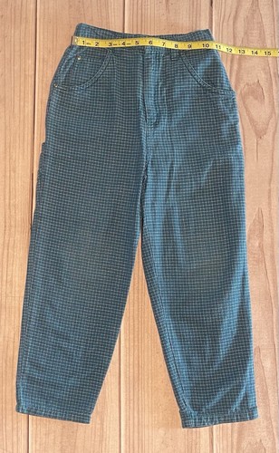 Vintage Gymboree 90s Plaid Button Zip Pants Size XL Teal & White - Picture 3 of 6