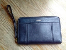 Fossil Jori RFID Leather Zip wallet Black Small