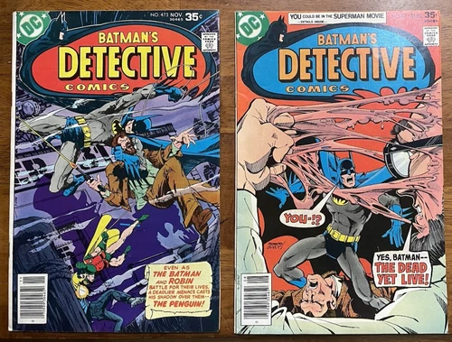 Vintage DC Detective Comics book lot 471 473  1977 Robin Penguin Hugo Strange