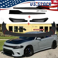 For Dodge Charger SRT SXT Rear Diffusers+Front Lower Lip+Side Skirts 29" Black