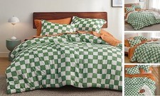 Comforter Set Size - Bedding Comforter Set for Checkered Queen 06 - Green