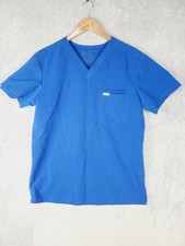 FIGS Shirt Mens Small Blue Technical Collection Scrub V Neck Leon Three Pocket