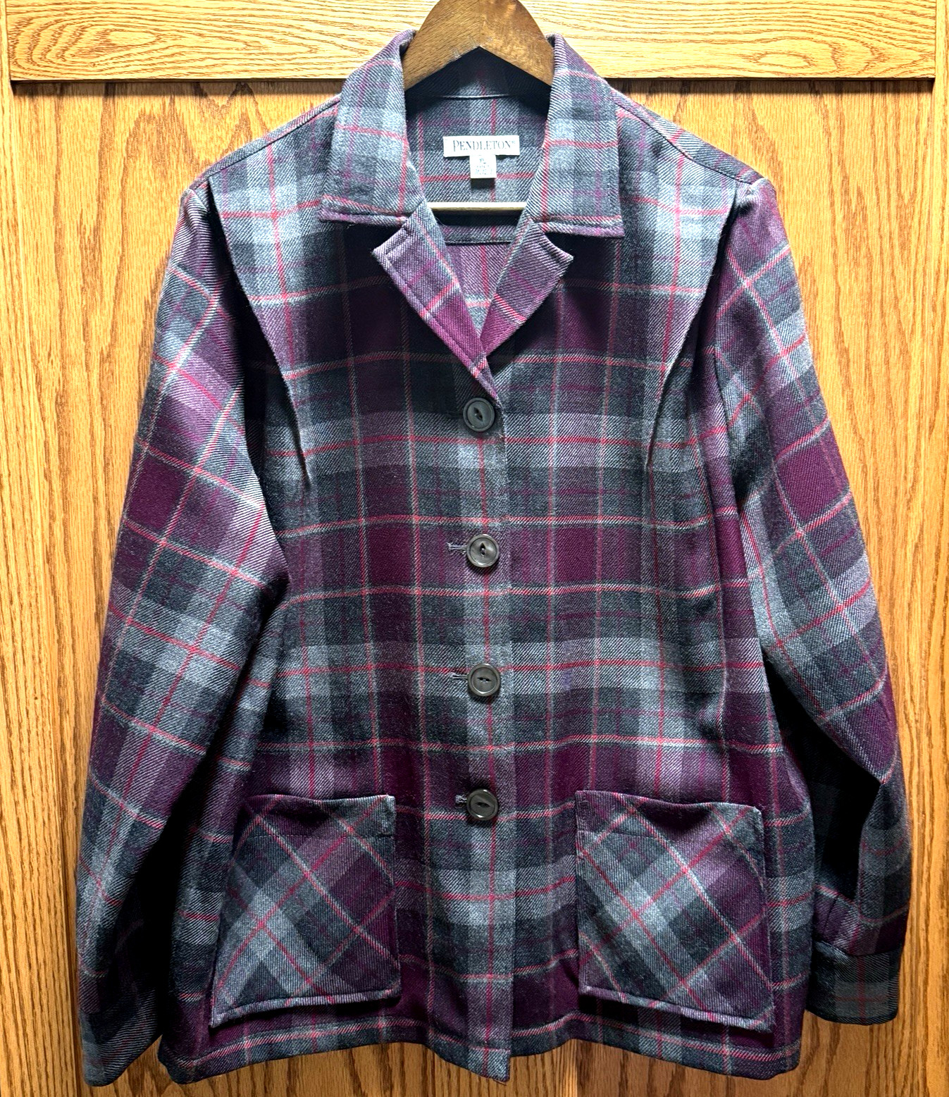 Pendleton Plaid 100% Virgin Wool Jacket Women Sz … - image 1