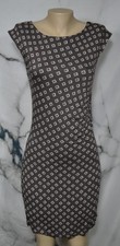 ANN TAYLOR LOFT Brown Taupe Black Patterned Cap Sleeve Jersey Dress XS Lined