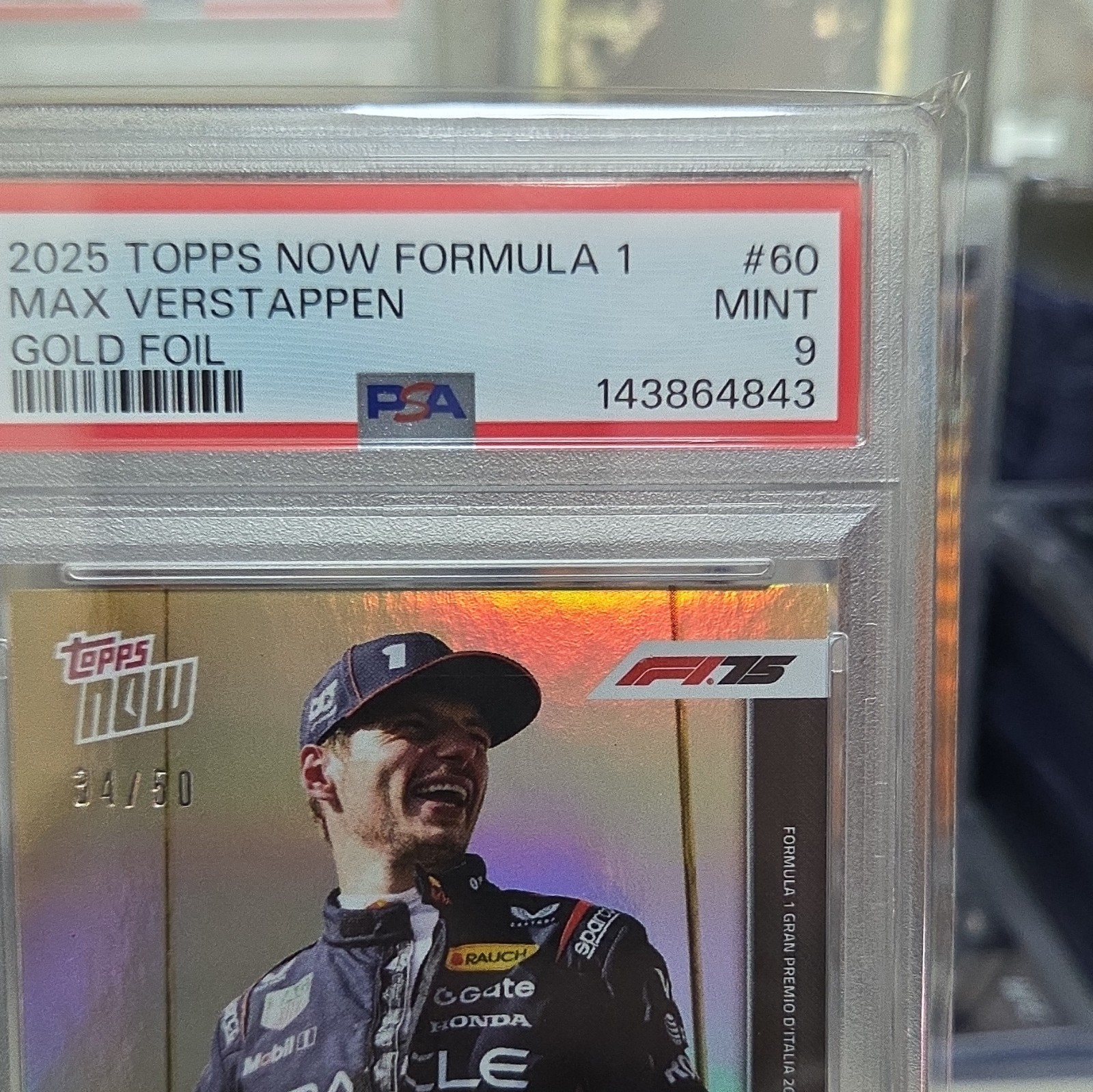 Topps 2025 Topps Now Formula 1 Max Verstappen Gold Foil #60 PSA 9 34/50 view 6