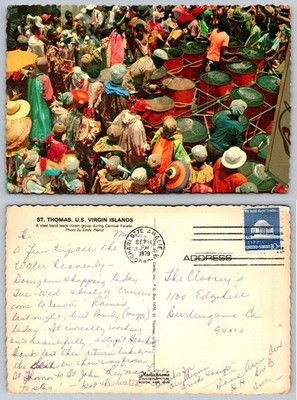 1979 St. Thomas US Virgin Islands Carnival Parade Steel Band Postcard