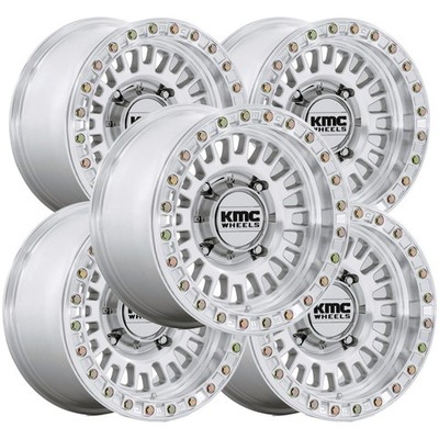 (Set of 5) KMC UTV KS242 Aztec Beadlock 15x7 4x156 +38mm Machined Wheels Rims