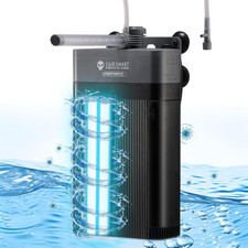 Aquarium Filter 220GPH, Built-In 9W Clean Light, Submersible Powerful Pump for 2