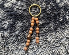 Handmade Orange  Bronze Beaded Keyring Keychain Bag Charm