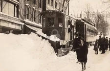 Snowed in Ballston Spa New York Trolley Saratoga Cty RPPC Photo Postcard COPY