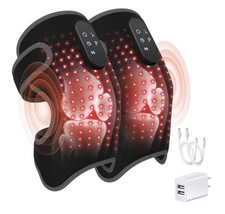 Pair- Red & Near Infrared Light Therapy Vibration Knee Brace Wrap fo Pain Relief