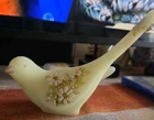 Fenton "Bird of Happiness" Custard Uranium Glass Signed Nancy Gribble Glows