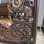 Pr Antique Chinese Red Brown Chinoiserie Gilt Carved Wall hanging Mirrors — photo 9