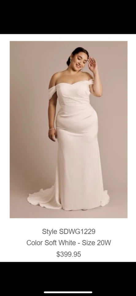 Vestido David’s Bridal Studio Sin Tirantes, Elegante, Sencillo, Elegante, Blanco Suave 20W Foto 2 de 4