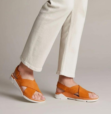 #ad Women Clarks Sandals Orange Nubuck 38.5 EUR 92.08