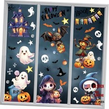 Halloween Window Clings - 8 Sheets Cute Stickers - Double-Sided Home Bats