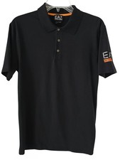 Emporio Armani EA7 Men's Short Sleeve Black Polo Large W/Embroidered Arm Logo
