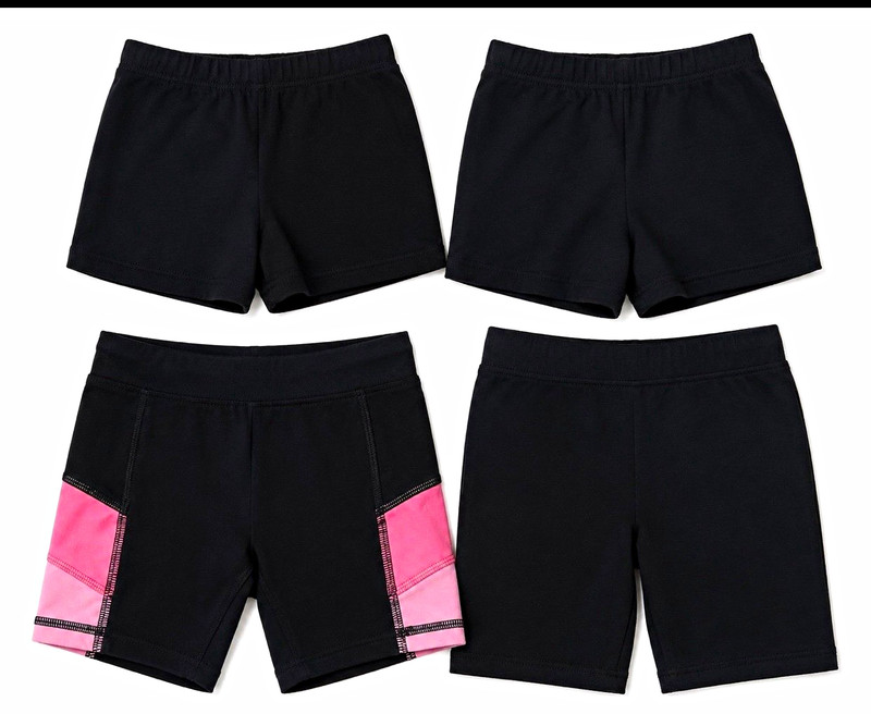The Children's Place Girls 5-6Y Black Pink Colorblock Biker Shorts Elastic Waist