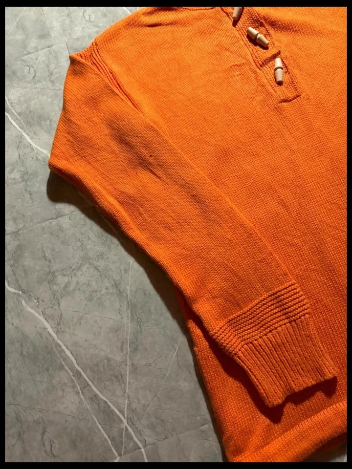Pull Ralph Lauren Lauren Orange, Col Camionneur Boutons Bois, Coton #MLRLT1 - Photo 3/4