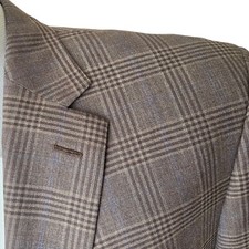 New Jos A Bank Blazer 46r Traveler Tailored Fit Glenplaid Brown Wool